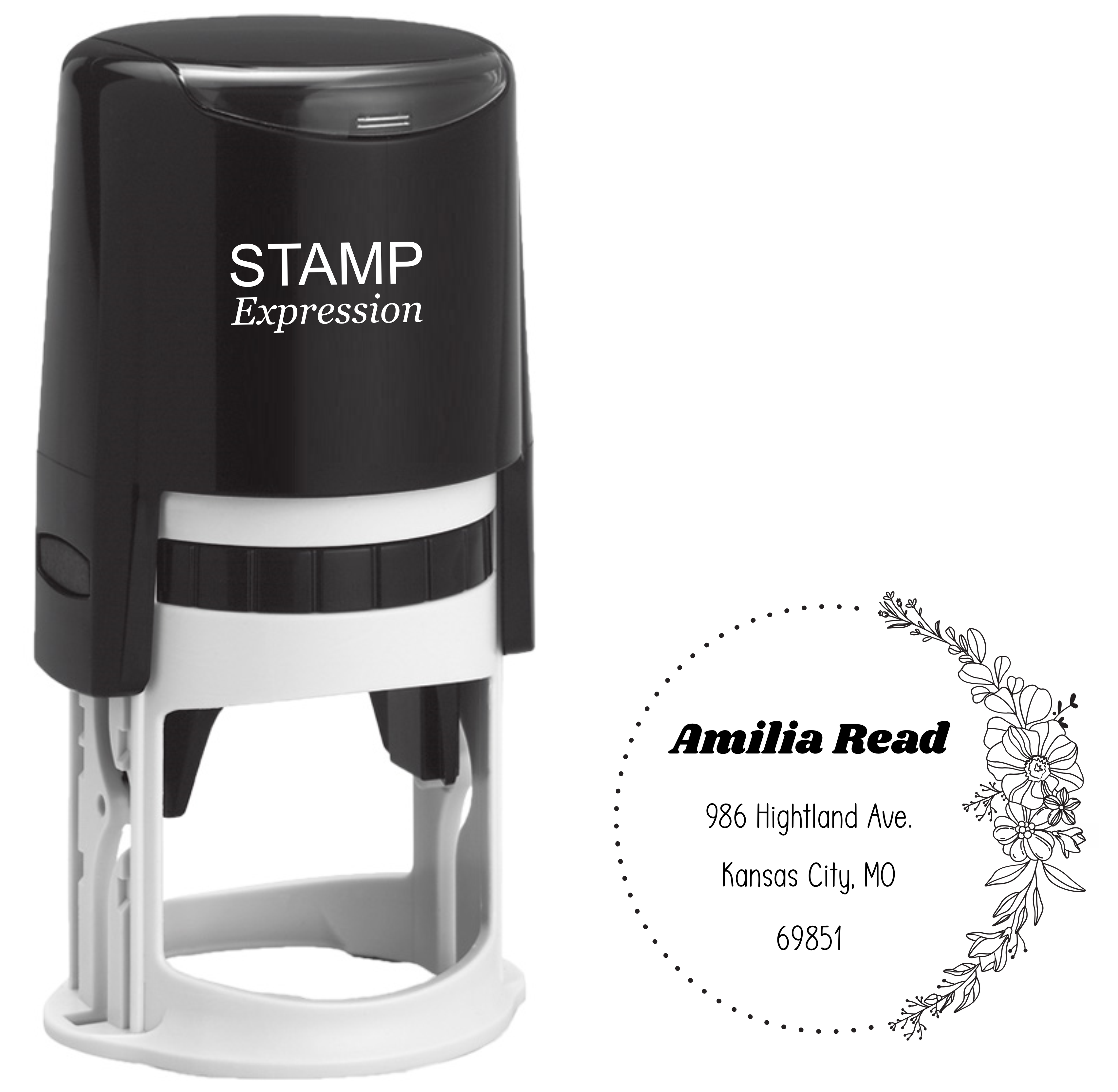 Amilia Floral Address Stamp