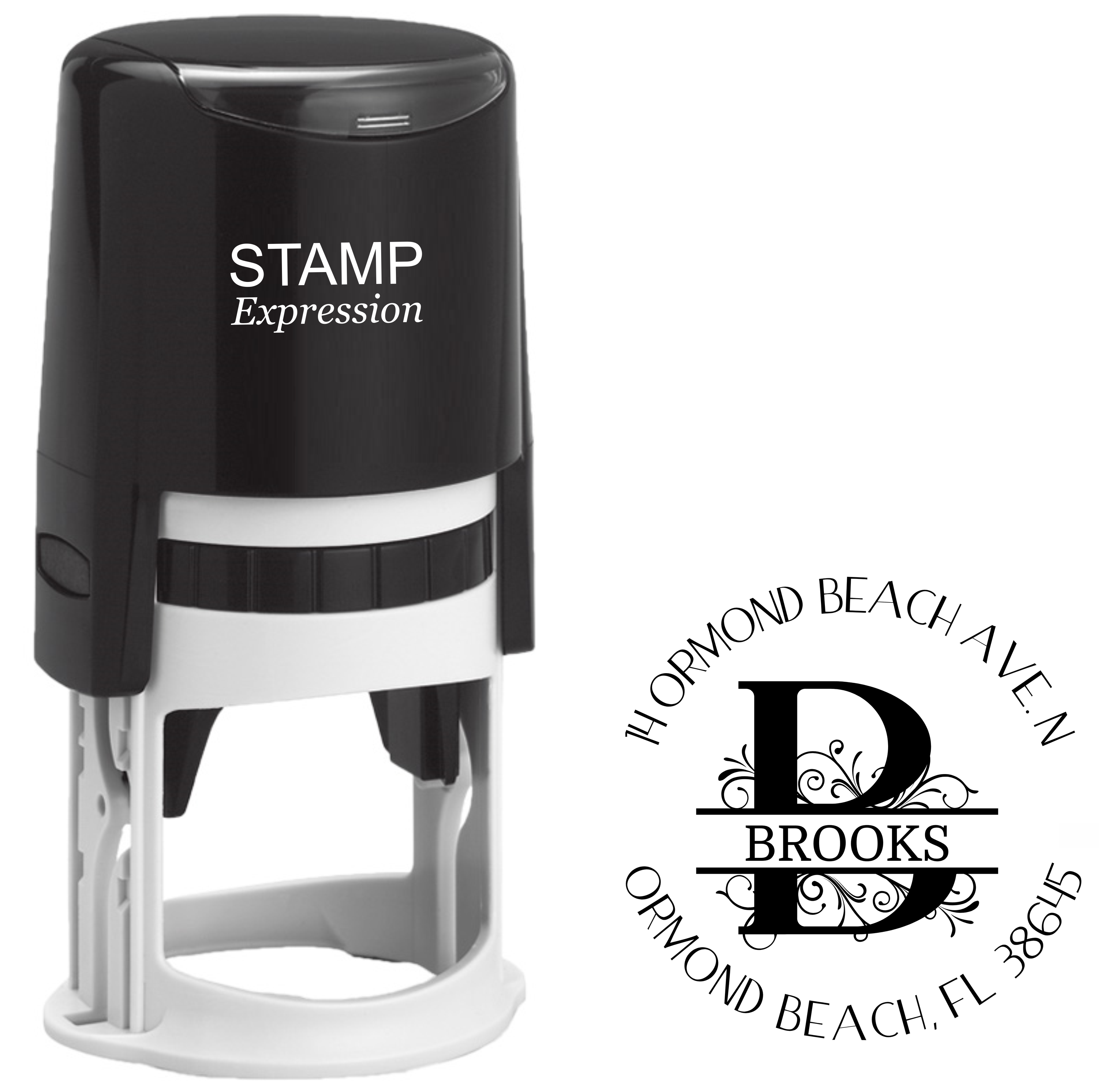 Brooks Split Monogram Address Stamp