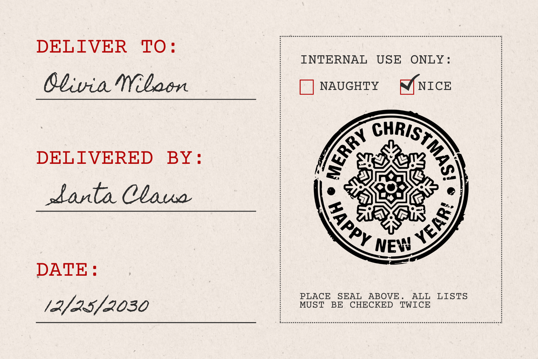 Merry Christmas And Happy New Year Stamp (SH-76258)