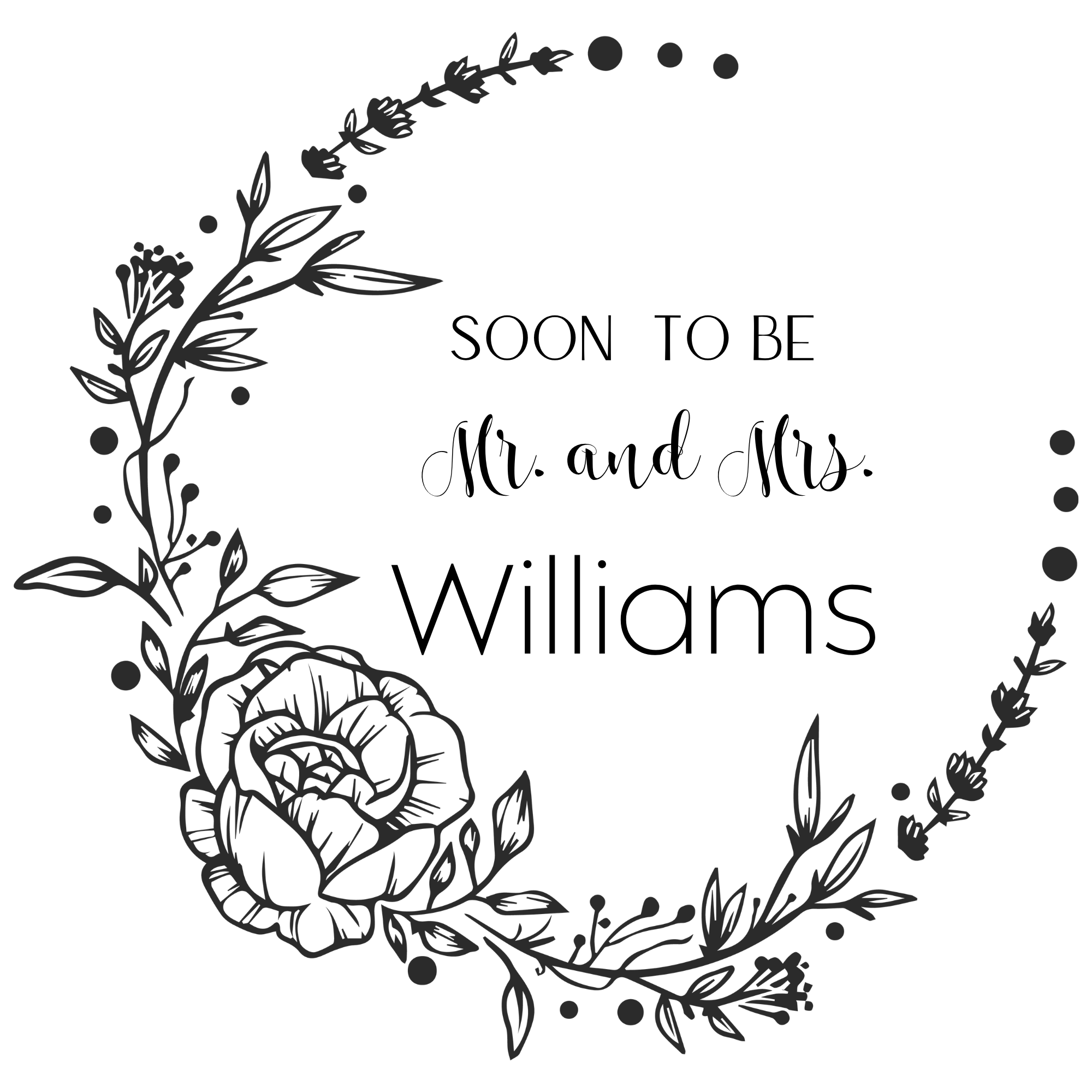 Soon To Be Mr. and Mrs. Rose Border Wedding Stamp