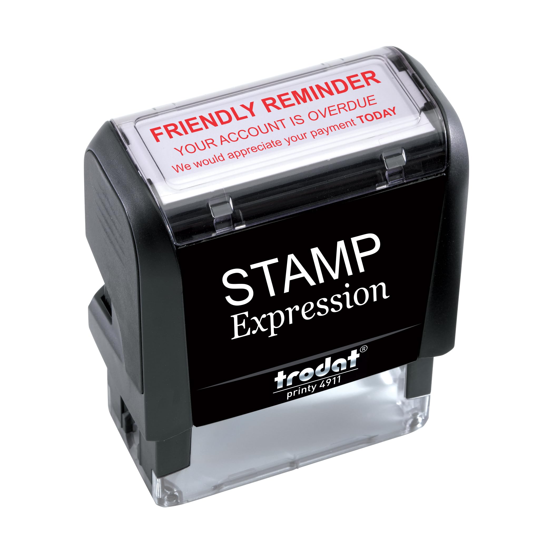 StampExpression - Friendly Reminder Account is Overdue We Would Appreciate Your Payment Today Office Self Inking Rubber Stamp - Red Ink (A-5973)